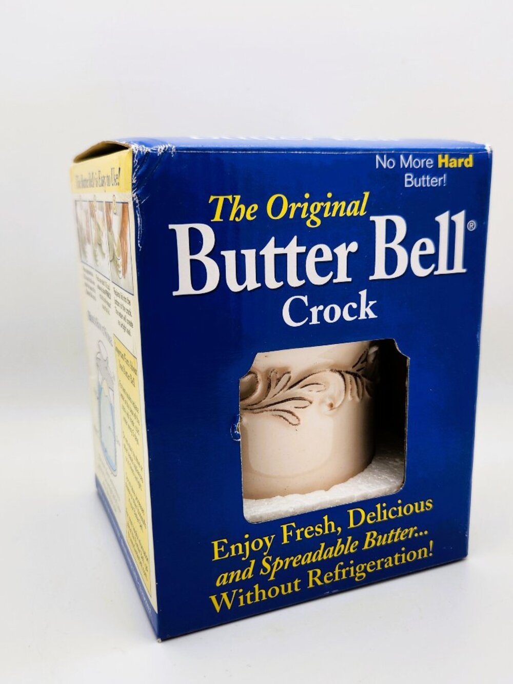 Original Butter Bell Crock L Tremain White Raised Floral NEW in Box Butter Keepe